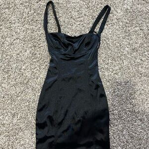 Lucy in the Sky Black Satin Dress